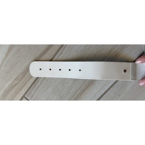 Antoniazzi Firenze White Leather O Ring Belt Italy Rhinestone Silver Wide Size M main image 10